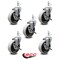 Service Caster 4 Inch Thermoplastic Wheel 8mm Threaded Stem Caster Set with Brakes SCC, 5PK SCC-TS05S410-TPRS-SLB-M815-5 - alternate 1